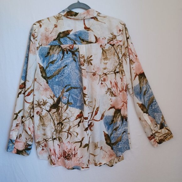 Chicos Floral Shirt Blouse Long Sleeve Button Down Womens Large Chicos size 2 - Picture 3 of 12